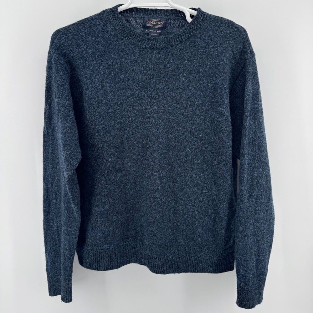 Pendleton Crewneck Sweater Mens L Blue Washable Wool RF532-63630 Long Sleeve - Picture 2 of 10